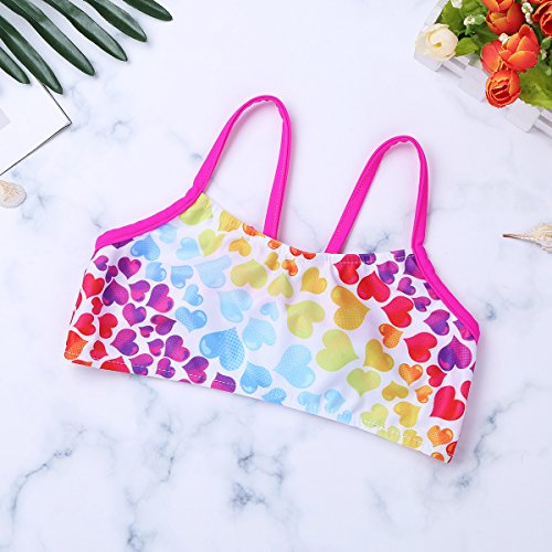 Image of Kids Girls Heart Shaped Printed Tankini Set Crop Top with Short 2PCS Swimsuit Swimwear Bathing Suits