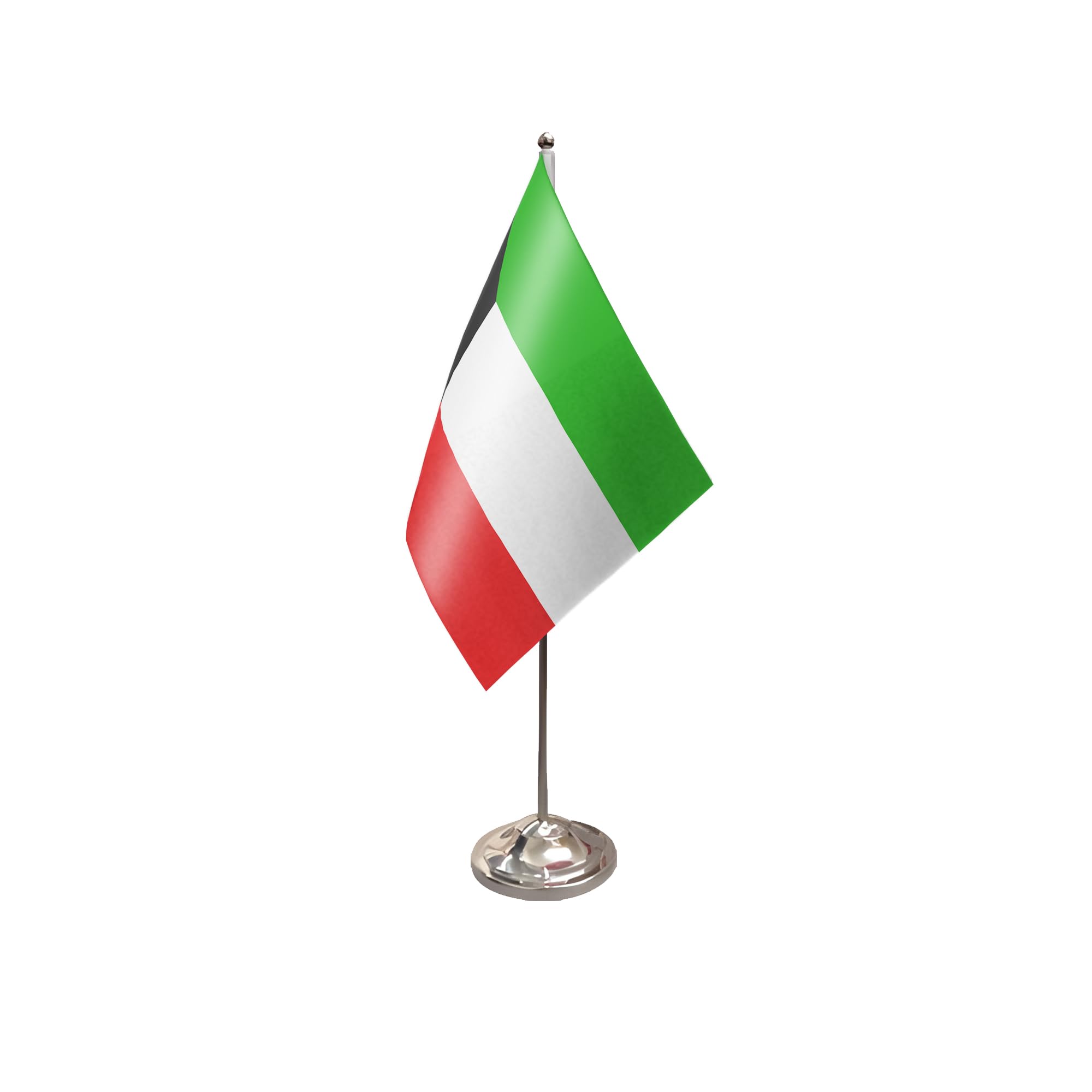 Flagtex Kuwait Satin Table Flag With Chrome Pole & Base