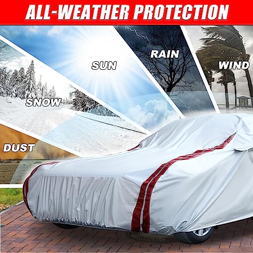 Image of Waterproof Car Covers Replace for 1984-1996 Corvette C4, 6 Layers All Weather Custom-fit Car Cover with Zipper Door & 18 Ponit Windproof Bands for Snow Rain Dust Hail Protection