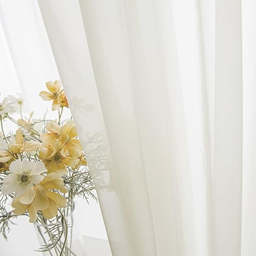 Miniatura 3 de Cortinas semitransparentes para ventanas de 108 pulgadas de largo, 52 pulgadas de ancho, juego de 2 paneles de cortinas traslúcidas, bolsillo para