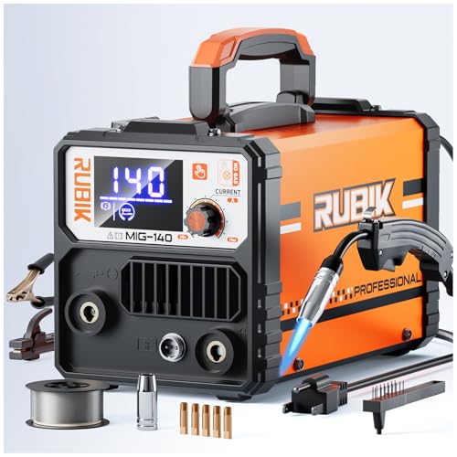 RUBIK MIG Soldador, máquina de soldadura 140A, máquina de soldadura MIG/LIFT TIG/STICK de 110 V, soldadora 3 en 1, soldadora de núcleo de flujo, máquina de soldadura MIG portátil sin gas, soldadora