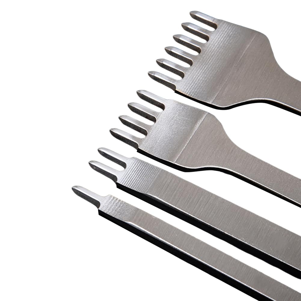 Littimoon 1 Set ofBasic Leather Chisels Hole Punching Tool Craft Tool 4mm/1-2-4-6 Teeth