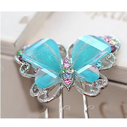 Alloy rhinestone resin material butterfly hair pins, ladies hair accessories