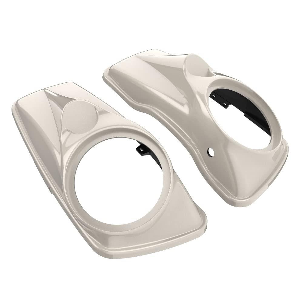 Moto Onfire White Sand Pearl Harley 8'' Saddlebag Speaker Lids Covers Fit for Harley Touring Road Glide 2014+