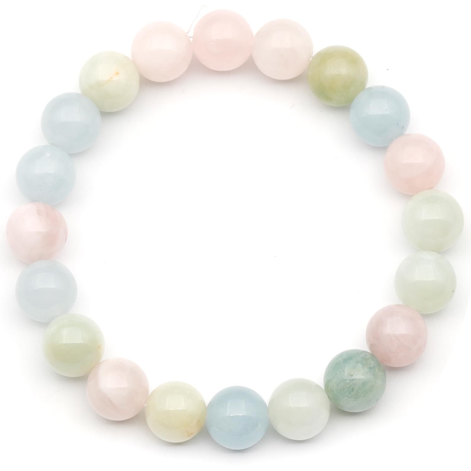 Dehnbares Armband mit natürlichen Morganit-Perlen, echter bunter Kristall, Fische, Edelstein elastisch, 8 mm Perlen, Modeschmuck