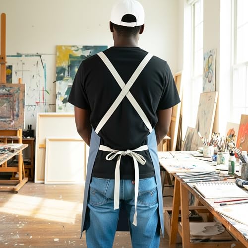Image of Work Apron - Stylish Cotton Apron with Rip Stop Weave, Waterproof & Breathable Membrane, Durable Tear Resistant, Chef, Kitchen, BBQ, Workshop & Gardening Apron-Forest Green