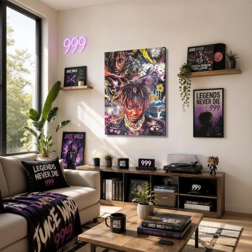 Image of Juice WRLD Canvas Wall Art, Rapper Collage Poster Print, Hip Hop Music Artwork for Bedroom Studio Gaming Room Decor, Vibrant Album Cover Picture Print Framed Music Wall Painting 24X30 inch