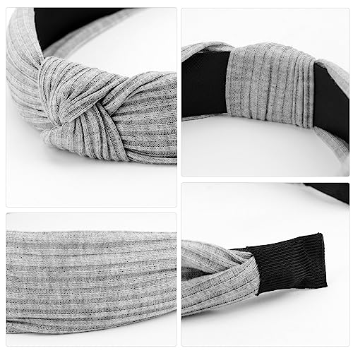 Image of DRESHOW 8 Pack Knotted Headbands for Women Wide Turban Headband Yoga Exercise Ribbing Hair Hoop Hair Bands Accessories