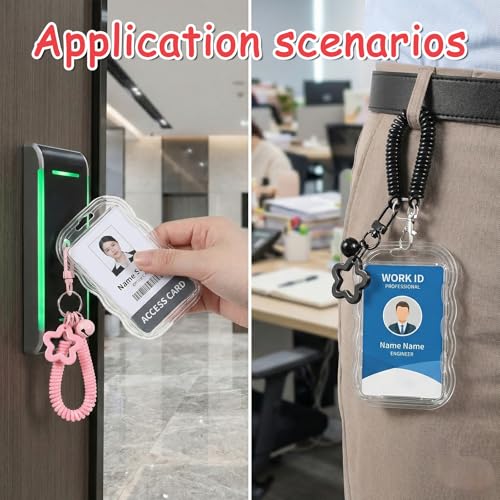 2 Stück Photocard Holder Keychain, Stern Glocke Fotokartenhalter Badge Holder ID Card Holders Fotokartenhalter mit Spring Rope für Ausweis, Idol Photo Display und Buskarte