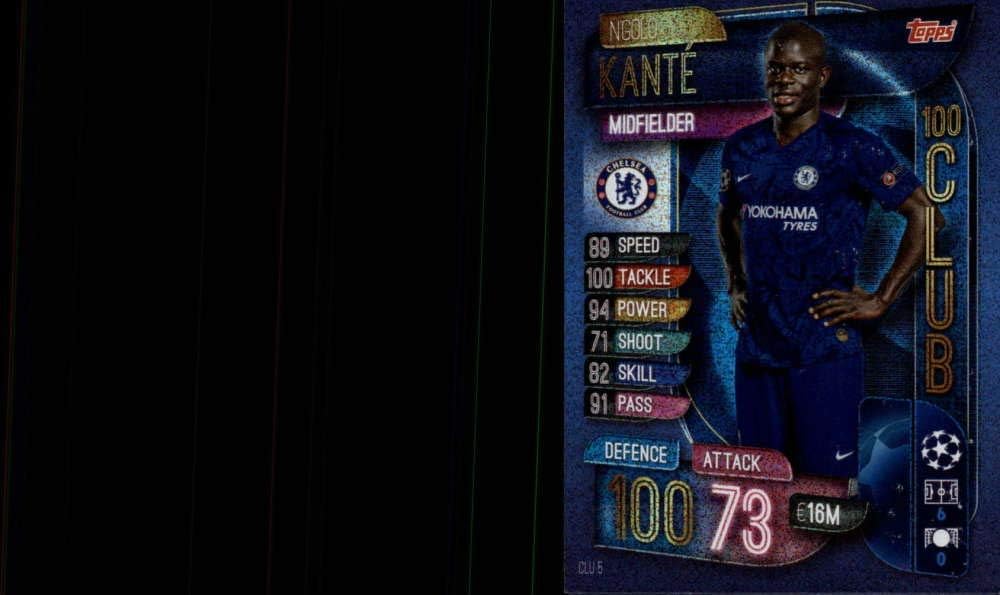 2019-20 Topps UEFA Champions League Match Attax 100 Club #CLU 5 N'Golo Kante CHELSEA FC Official Futbol Soccer Trading Card Game Playing Card