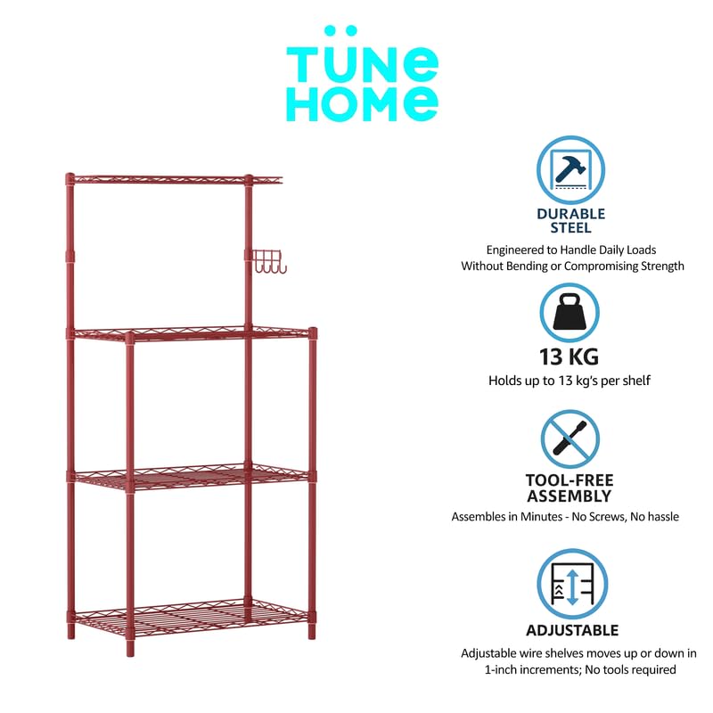 Image of 3-Shelves Microwave Heavy Duty Steel Storage Rack | Multipurpose Shelving Unit for Kitchen, Home & Utility
