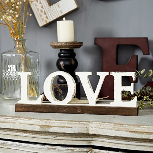 Rustic Love Signs Decor 12", Farmhouse Wooden Love Signs For Home Decor, Distressed White Wedding Signs For Tabletop, Decorative Bedroom Signs For Shelf Bathroom Valentine Thanksgiving Christmas #TOP3