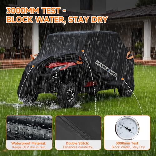 Image of NEVERLAND UTV Cover Heavy Waterproof Denier Oxford Cloth for Polaris RZR Yamaha Can-Am Defender Kawasaki Ranger Cover 4-6 Passenger Black