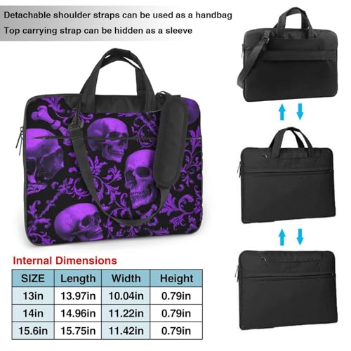 Bolso para portátil estampado de calaveras moradas 13 pulg. miniatura 4