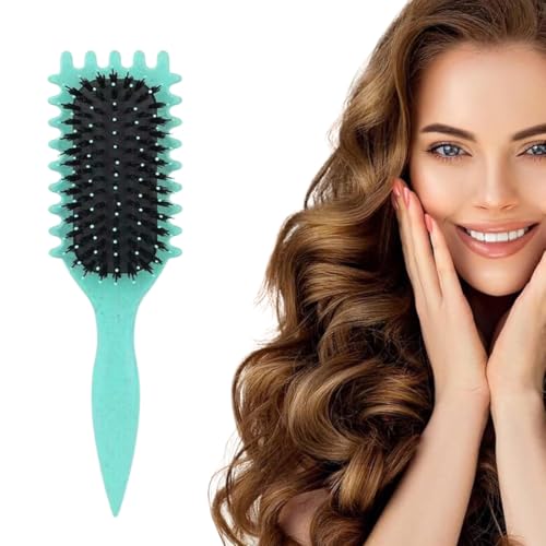 Spazzola per Ricci Bounce, Spazzola per Ricci Multifunzionale, Spazzola per Styling Define, Spazzola per Definizione Ricci Verde, Spazzola per Capelli Ricci per Pettinare