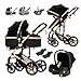 Prokoke Kinderwagen 3 in 1, Buggy mit Umkehrbarem Zwei-Wege-Schub, Kinderwagen Rahmen Aluminiumlegierung, Kombikinderwagen 3 in 1 Einem Klick Faltbar Baby Kleinkind Neugeborene (black gold 588) Baby,Schwarz günstig Kaufen-Prokoke Kinderwagen 3 in 1, Buggy mit Umkehrbarem Zwei-Wege-Schub, Kinderwagen Rahmen Aluminiumlegierung, Kombikinderwagen 3 in 1 Einem Klick Faltbar Baby Kleinkind Neugeborene (black gold 588)