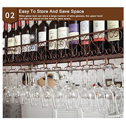 Casier à vin au plafond et support de verre suspendu rustique - 4
