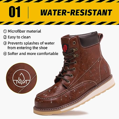 ANGRYRAM Steel Toe Work Boots for Men Comfortable Moc Toe Safety Boots,Waterproof Slip Puncture Resistant Industrial & Construction Work Boots2