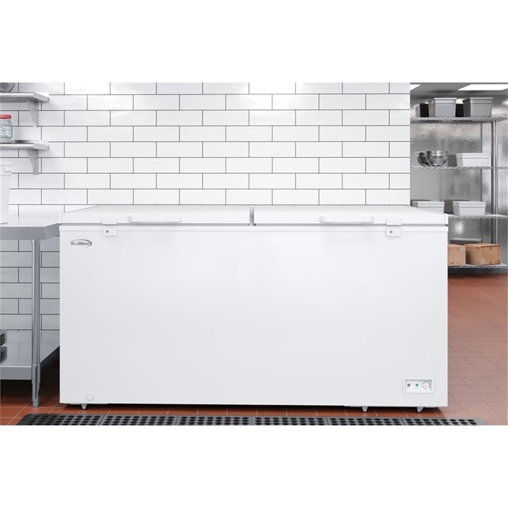 Pemberly Row 79" Commercial Chest Freezer, 30 Cu. Ft. Capacity, White Coated Steel Exterior, Aluminum Interior, Dual Doors, Manual Defrost, Garage Ready, Includes 2 Baskets, Freestanding Freezer on Fridge.com - View 3