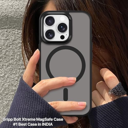 Image of GRIPP Bolt Xtreme Case Compatible with Mag-Safe for iPhone 16 Pro | 6ft Drop-Tested with D30 Technology, Raised Edges, Anti-Fingerprint, Anti-Slip, Translucent Matte Textured Back Cover - Black