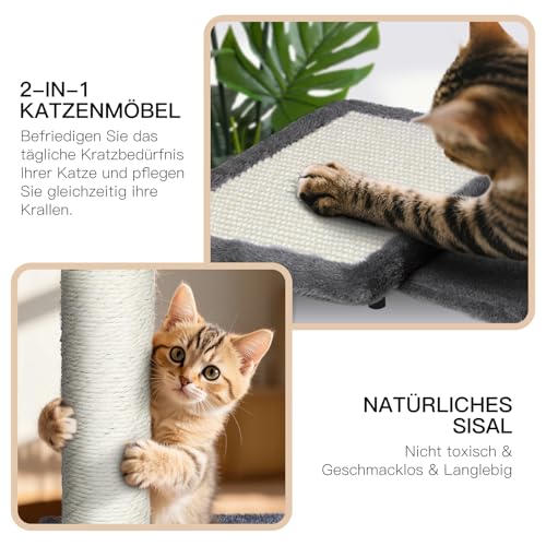 Kletterwand Katzen 10-teilig, Zvonema Katzen Wandelemente für Kleine bis Mittelgroße Katze bis 10KG, Stabiles Katzenkletterwand Set mit Katzenhaus/Katzenbrücke/Katzenbaum/Katzenliege, Grau