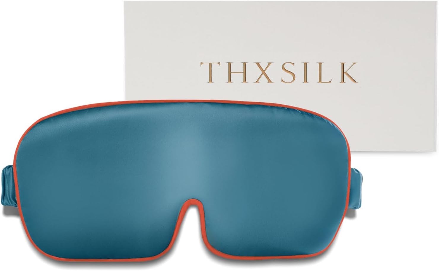 THXSILK 100% Mulberry Silk Sleep Mask, 6A Grade 25 Momme Eye Mask for Sleeping, Color-Blocking Blindfold, Soft Silk Eye Cover for Women, Men, Travel, Nap, Airplane(4×9inches, Navy Blue)