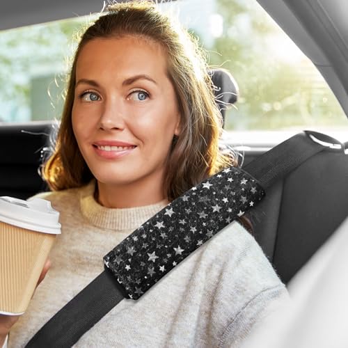 Image of 2 Pack Seatbelt Covers Seat Belt Cover Pad for Adults Boys Girls Car Seat Strap Covers Pads Cushion Universal Shoulder Strap Pad Protector for Backpack Camera Bag 6.5 Inch Sparkly Silver Stars