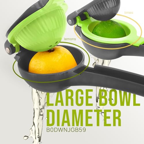 Image of Zulay Kitchen Metal 2-in-1 Lemon Squeezer - Sturdy Max Extraction Hand Juicer Lemon Squeezer Gets Every Last Drop - Easy to Clean Manual Citrus Juicer - Easy-Use Lemon Juicer Squeezer - Gray /Lime