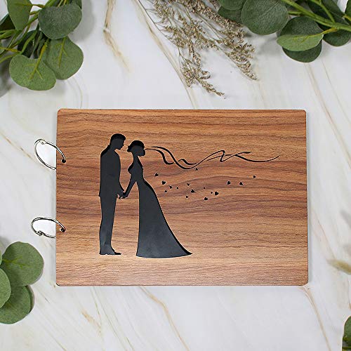Libro Degli Ospiti In Iuta Naturale – 64 Pagine, 16,5 X 24 Cm, Con Cuori In Legno Bianco