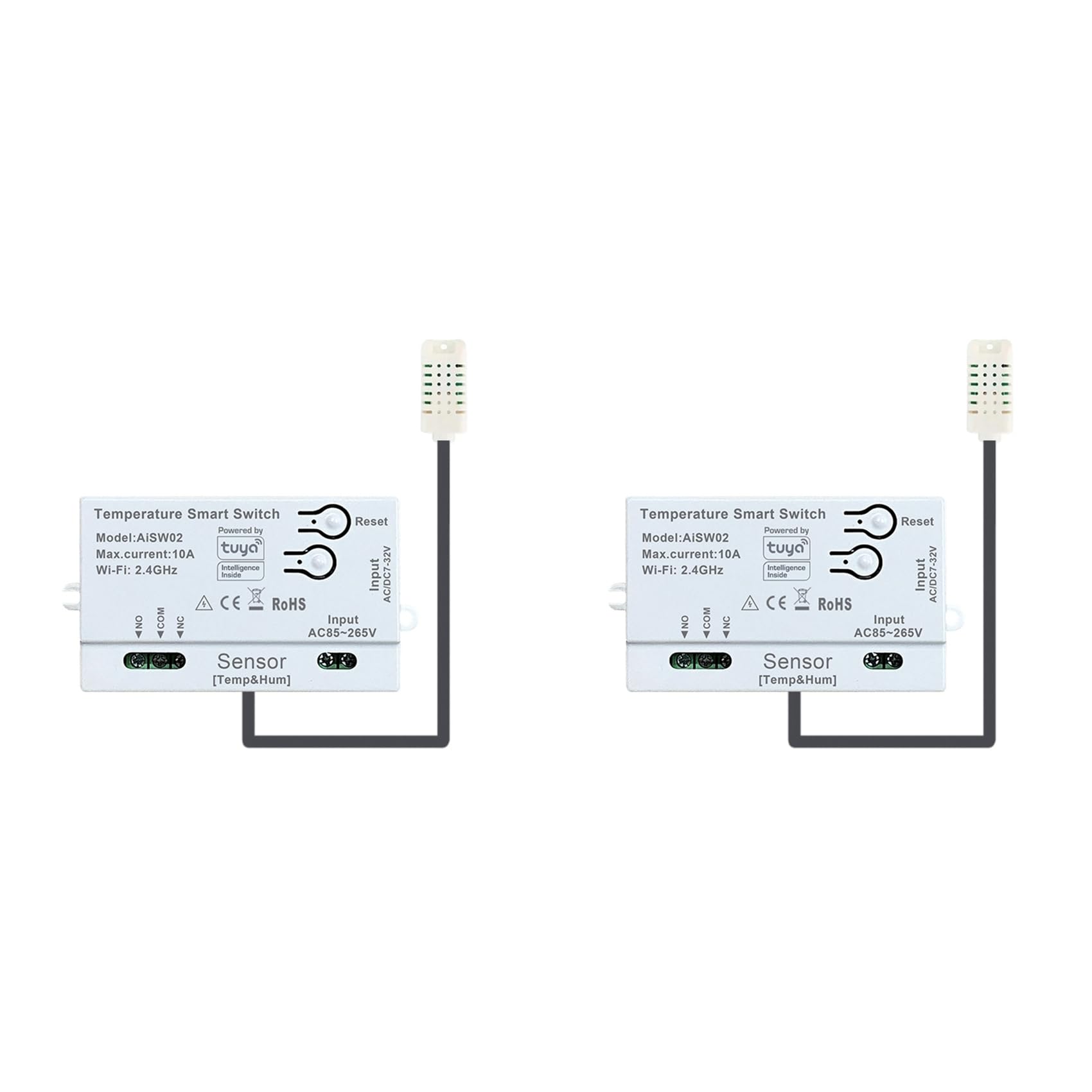 Jnchdghwa White 2X Tuya Temperature Humidity Switch Sensor Wifi Temperature Humidity Switch Sensor With Temperature And Humidity Probe