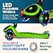 SKIDEE Kick Scooter for Kids Ages 3-5 | Foldable 3 Wheel Scooter with Lean-to-Steer, Adjustable Height, Removable Seat & LED Light Wheels | Toddler Scooter Up to 12 Year Old Boys/Girls, Green