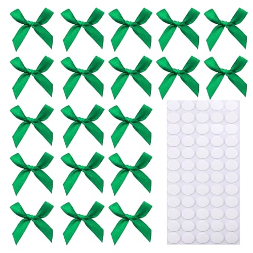 Hgzgch 60pcs 1.7 Mini Green Ribbon Bows Decor Small DIY Satin Bows for Crafts Little Bows for Gift Wrapping Tiny Bow Stickers for Note Card Bow Baby Shower Cake and Candle Decorations