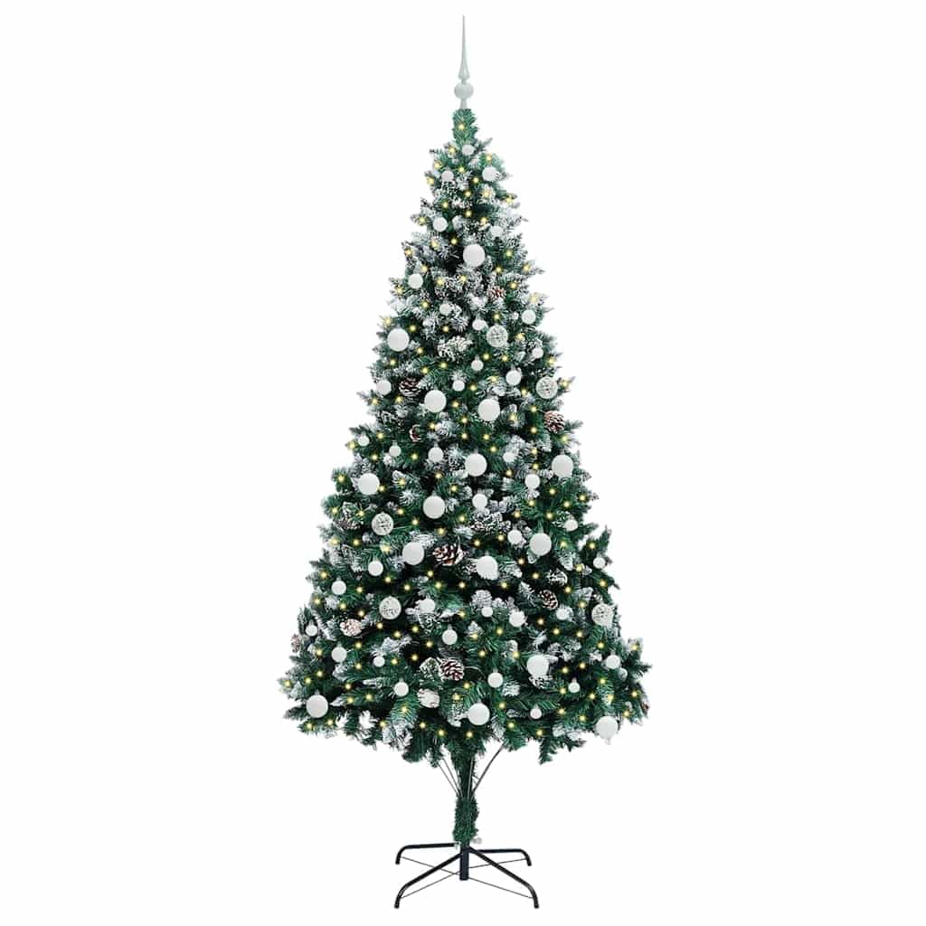 Sztuczna choinka, zielona, 210 cm, z 300 diodami LED o barwie ciepłej bieli, konstrukcja ze stali PCW, do użytku wewnątrz i na zewnątrz, 8 trybów świecenia, zasilanie przez USB