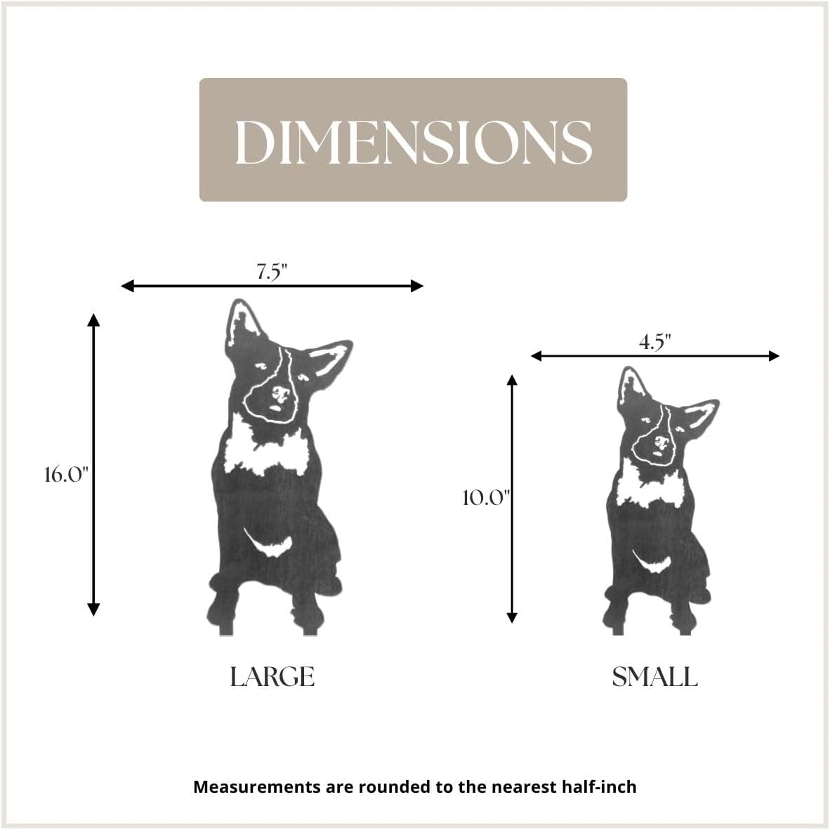 Corten Steel Australian Cattle Dog Silhouette Yard Stake (Large)