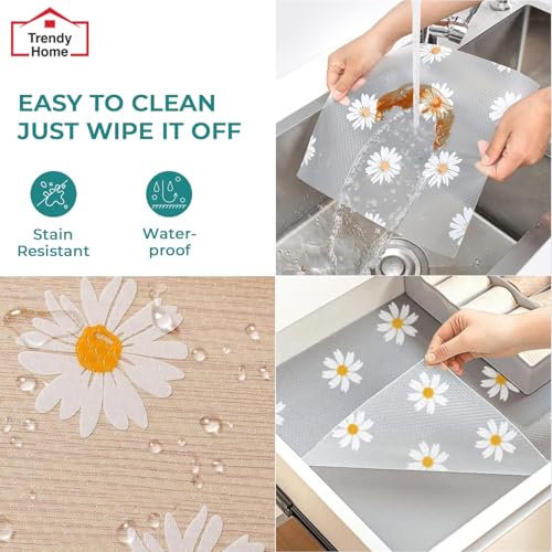 Image of Trendy Home Anti-Slip Mat 45 cm x 5 m for Drawers, Fridge & Shelf Liners | Printed Design, Non-Slip, Food Grade EVA, Washable Kitchen Mat, Petal Flow