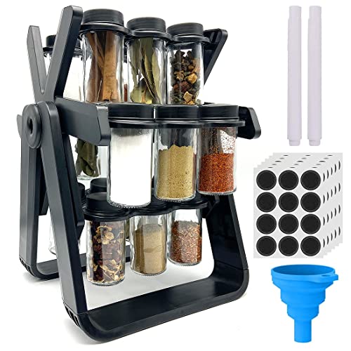 alouweekuky Especiero Giratorio, Especieros Para Cocina Giratorio 360° 18 botes Especieros Para Cocina, etiquetas y marcador incluidos para tarros de especias para el hogar, cocina y fiesta Cover