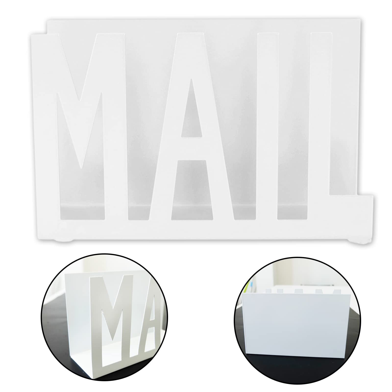 Portalettere In Metallo Bianco Con Tagliacarte - Organizzatore Per Ufficio E Scuola - Design Elegante - Foto 6