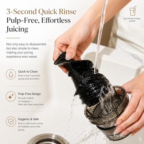 Image of IRIKO Cold Press Juicer, Slow Juicer with Wide Feed Chute, BPA-Free, Stainless Steel Filter, Safety Lock, Low Noise, Easy to Clean,