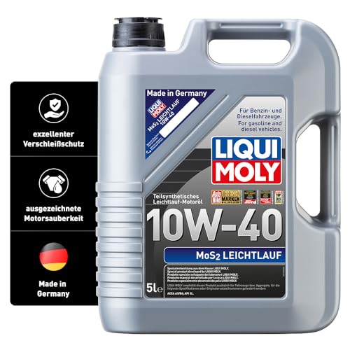 LIQUI MOLY MoS2 Leichtlauf 10W-40 | 5 L | teilsynthetisches Motoröl | Art.-Nr.: 1092, farblos LIQUI MOLY MoS2 Leichtlauf 10W-40 | 5 L | teilsynthetisches Motoröl | Art.-Nr.: 1092, farblos