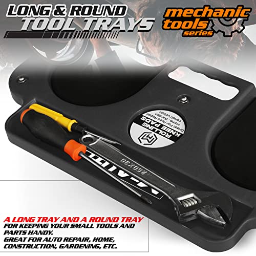 M-Auto Rolling Knee Creeper Durable Knee Pads With Full 360 Degree Turn Casters And Tool Tray, Garage Kneeling Pads On Swivel Castors For Home Workshop Auto Repairing Maintaining, Black #TOP6