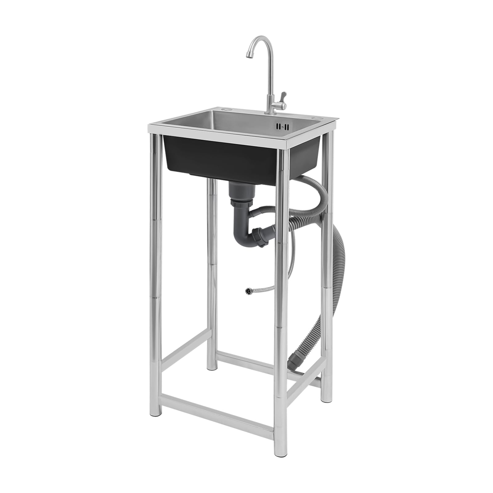 Lavabo indipendente in acciaio inox 45 x 41 x 75 cm freestanding lavello esterno con rubinetto per esterni, interni, cucina, ristorante