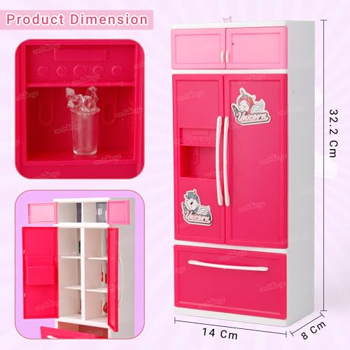 Image of Zest 4 Toyz Unicorn Kitchen Set for Kids Girls Cooking Pretend Playset Birthday Gift with Openable Door & Accessories Pink