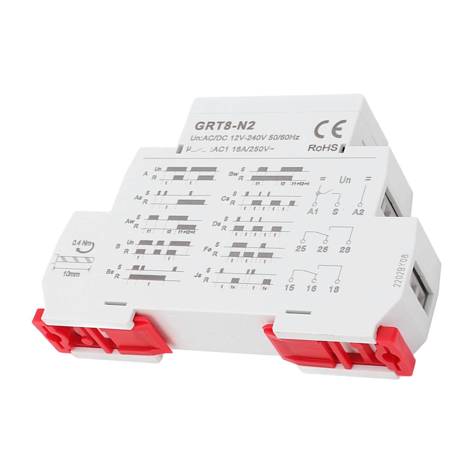 Relé temporizador multifuncional con retardo ajustable de 0,1 s a 10 días, indicador LED, carcasa de ABS ignífuga, montaje en riel DIN para sistemas de control industrial,