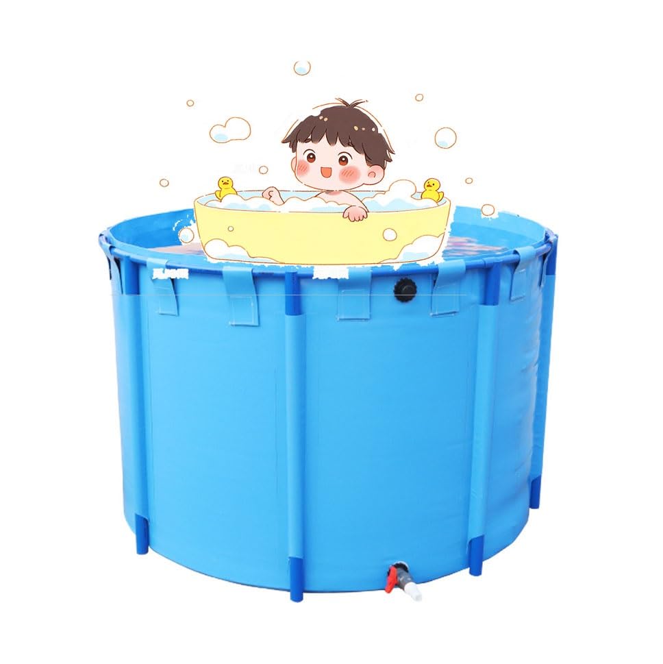 zklaseot Piscinas Desmontables, Estanque De Peces De Lona Espesar Doblar Reservorio Cría Cultivo De Peces Piscina Prestar Ayuda Un Conjunto Completo, Fácil De Instalar(1X0.8M/628L)