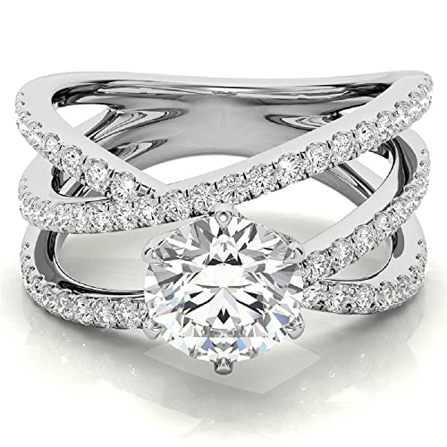4.10 CT Round Engagement Ring Wedding Eternity Band Vintage Solitaire Antique 6-Prong-Setting Setting Silver Jewelry Anniversary Promise Vintage Ring Gift for Her
