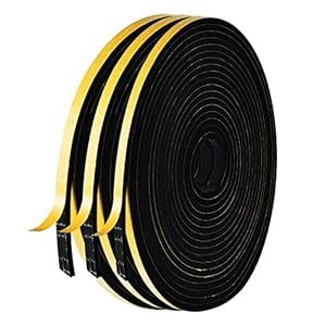 AiQInu Guarnizione Finestra Autoadesiva,3 Rotoli 6x3mm 15m Schiuma Nastro Paraspifferi Porta, Alta Densità Neoprene Adesivo Isolamento Nastro Sigillante per Anti Freddo, Rumore e Collisione
