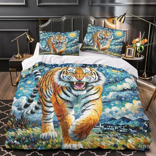 Housse de couette tigre du Bengale avec fermeture éclair cachée