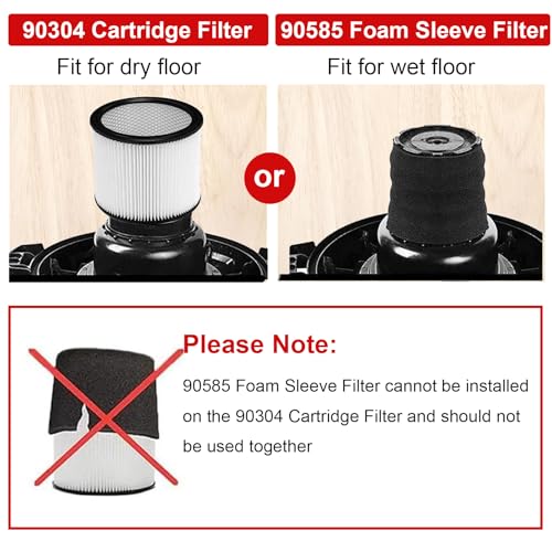 90304 HEPA Replacement Cartridge Filters Compatible With Shop-Vac 90304, 90350, 90333, 90585, 903-04-00, 9030400, Replacement Fits for 5 Gallon and Above Wet/Dry Vacuum Cleaners(2+4)