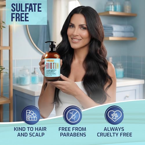 Image of Biotin Shampoo - Sulfate Free Strengthening and Volumizing Shampoo for Thinning and Fine Hair - Professional Salon Thickening, Volume Boosting Formula - Paraben Free for Women and Men - 16 Fl Oz
