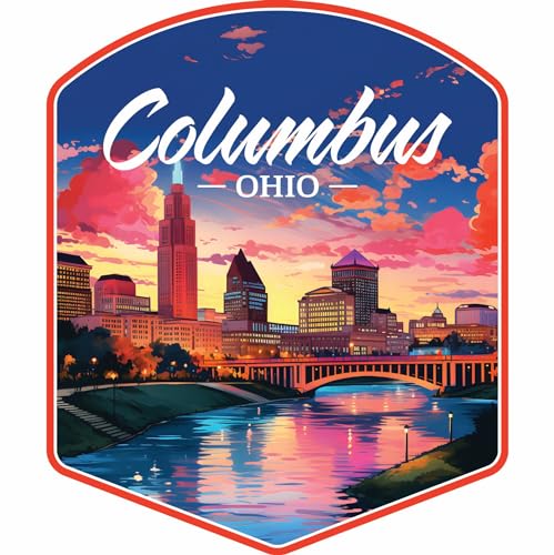Imán decorativo redondo con diseño de Columbus Ohio Sunset